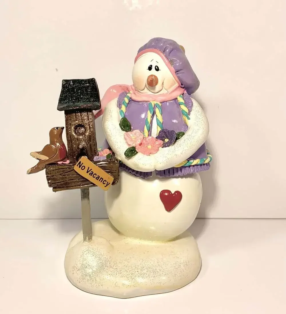Enesco Snow Lady & Bird House Snow Littles Donna Little Figurine #826130 2001